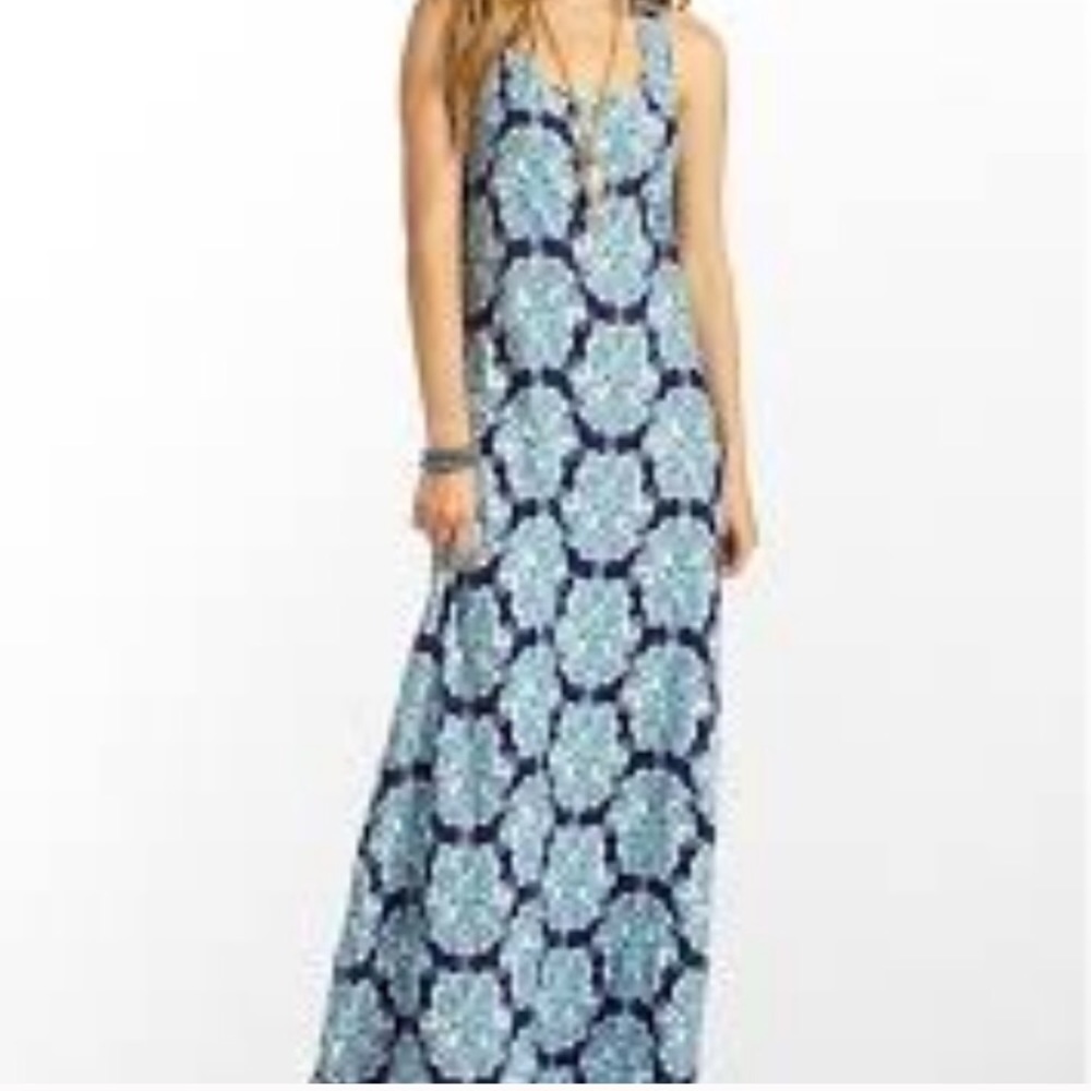 Lilly Pulitzer Navy and Light Blue Maxi Dress
